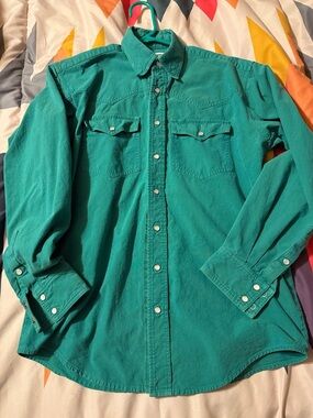 Men's CR Ranchwear Teal Pearl snap Western Shirt